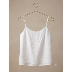 Marc New York Andrew Marc White Linen Pearl Strap Camisole Top XL